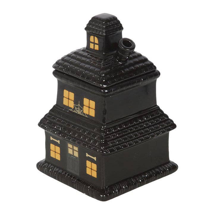 Black Haunted House Halloween Oil Burner and Wax Warmer