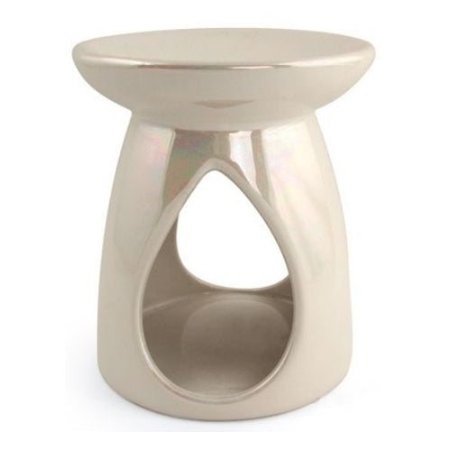 WHITE PEARLESCENT TEA LIGHT BURNER