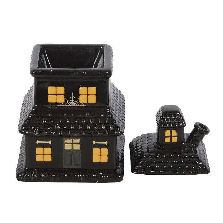 Black Haunted House Halloween Oil Burner and Wax Warmer