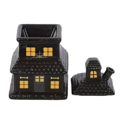 Black Haunted House Halloween Oil Burner and Wax Warmer