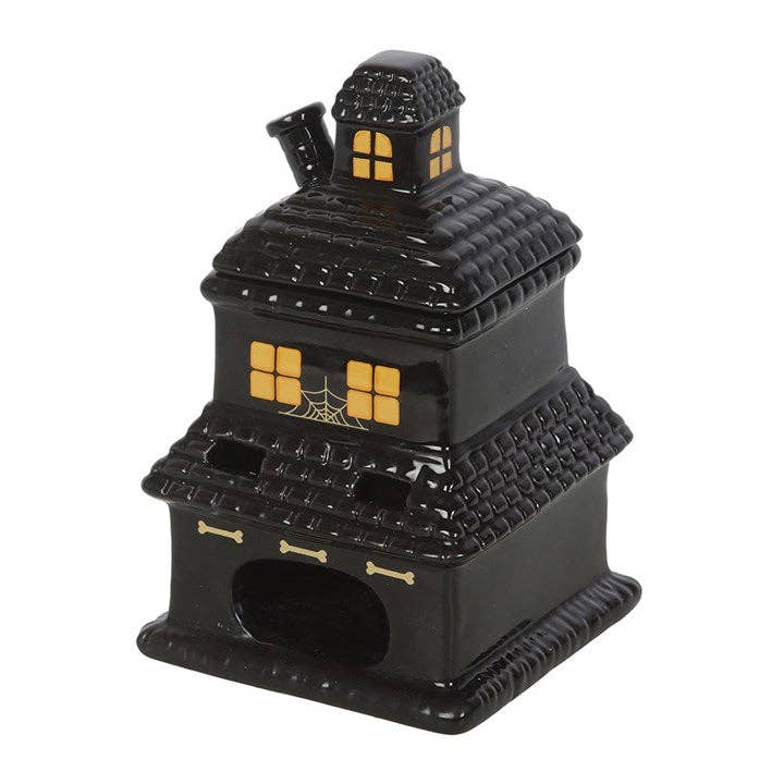 Black Haunted House Halloween Oil Burner and Wax Warmer