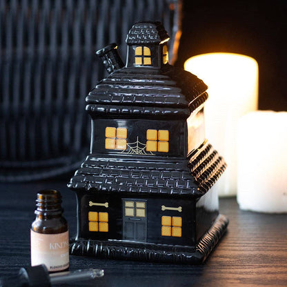 Black Haunted House Halloween Oil Burner and Wax Warmer